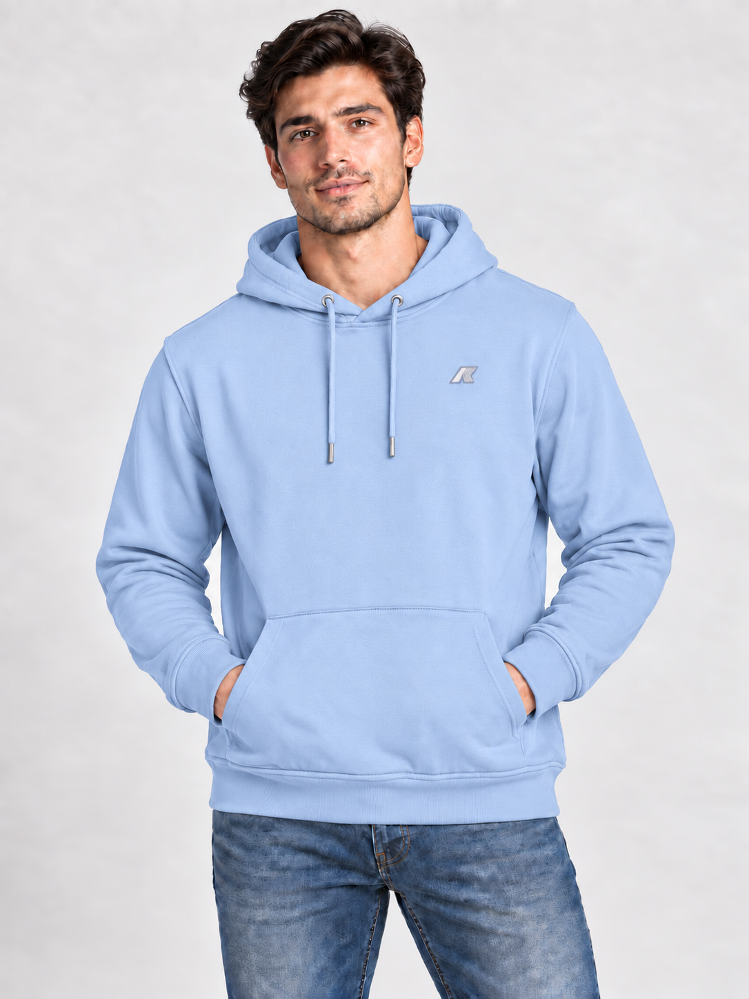 Felpa K-Way con cappuccio garzata
