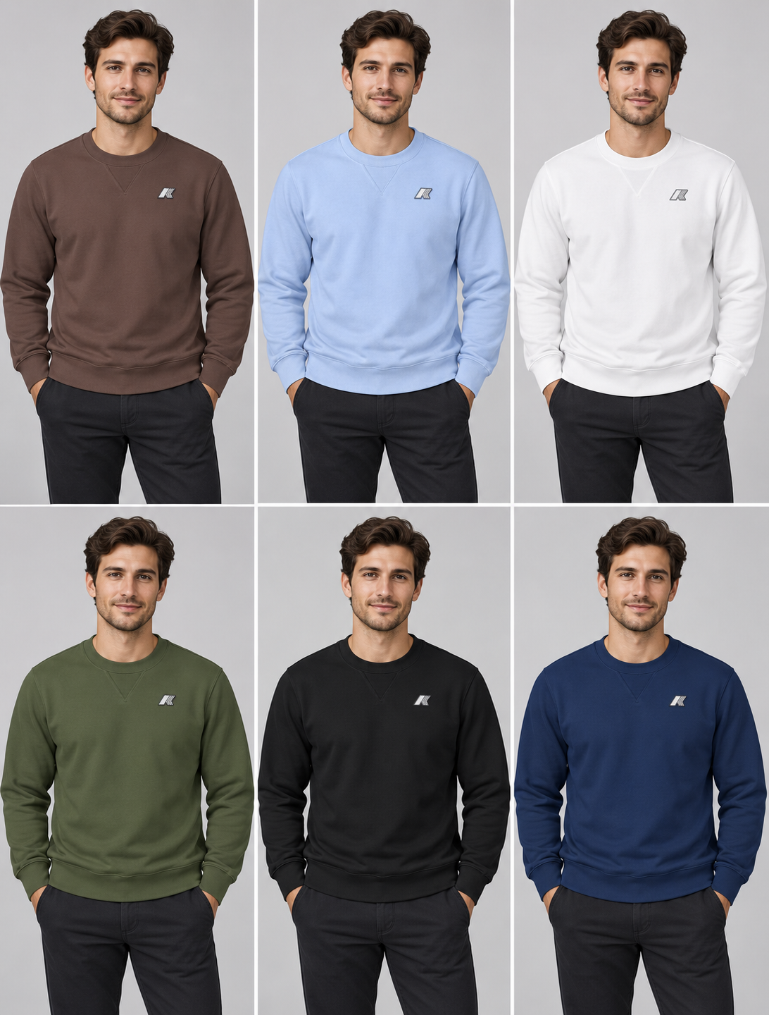 Felpa Uomo K-way  girocollo Interno Garzato.