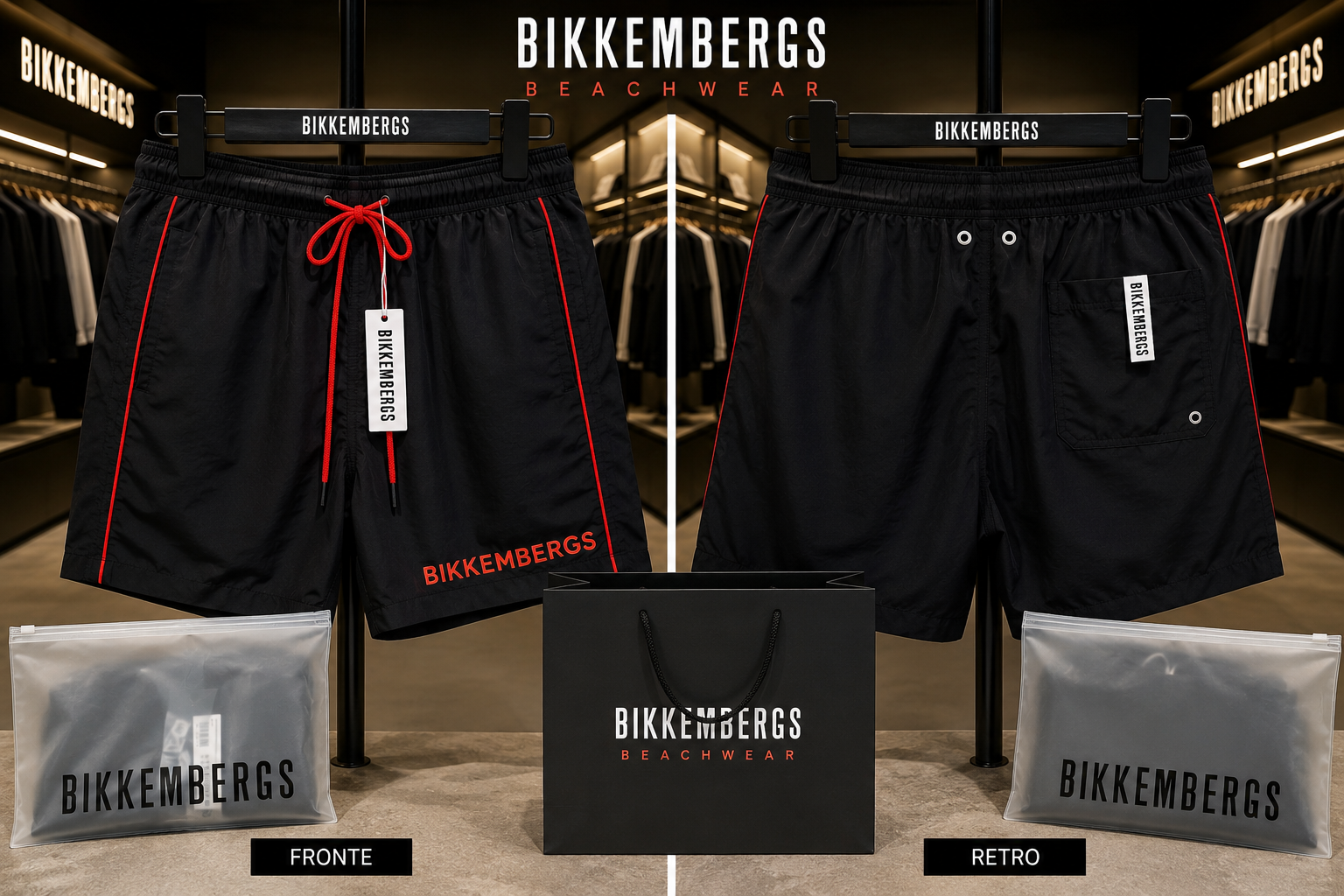 Bikkembergs costume da mare Blak Red