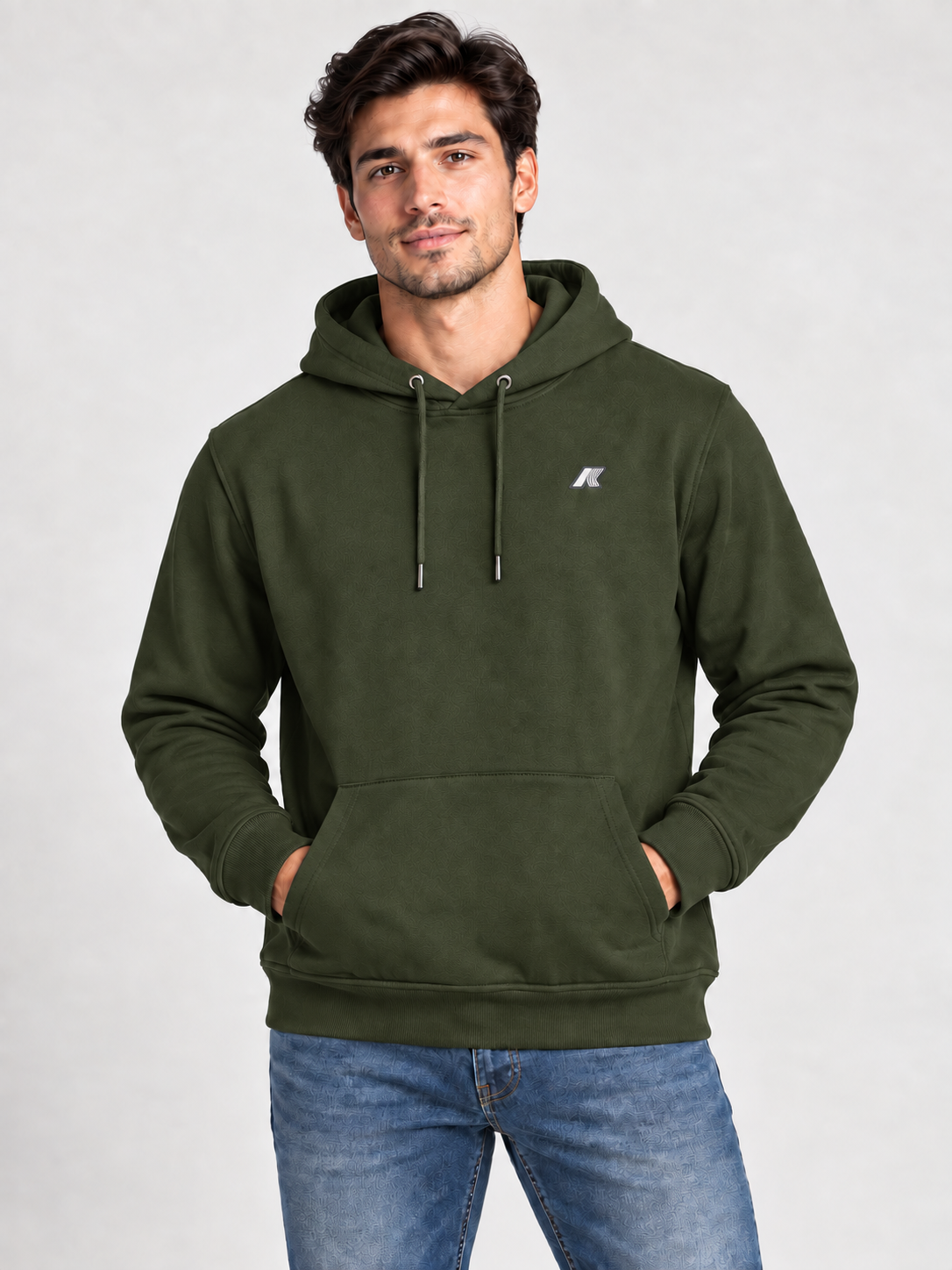 Felpa K-Way con cappuccio garzata