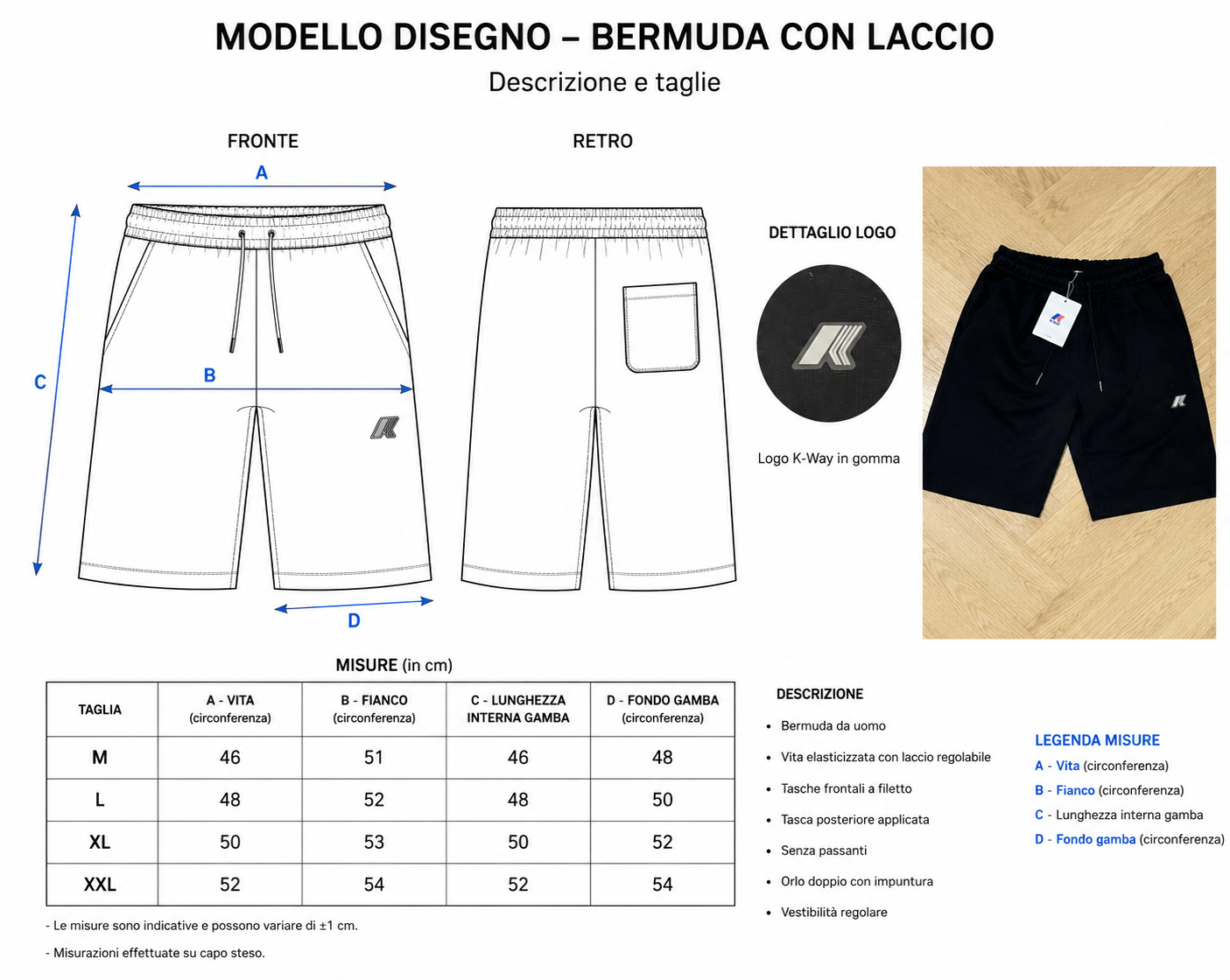 K-Way Bermuda uomo con laccio confort & stile