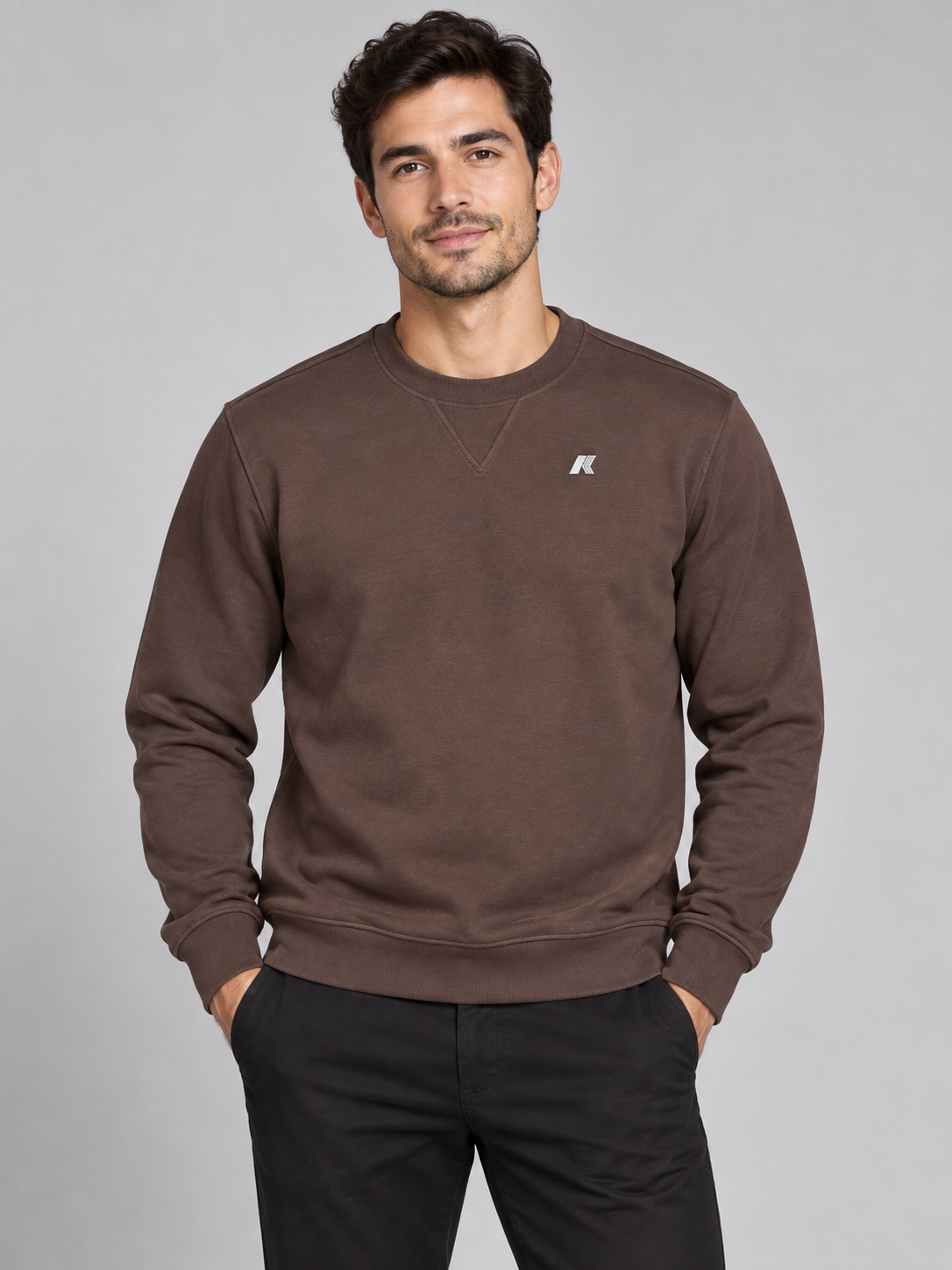 Felpa Uomo K-way  girocollo Interno Garzato.