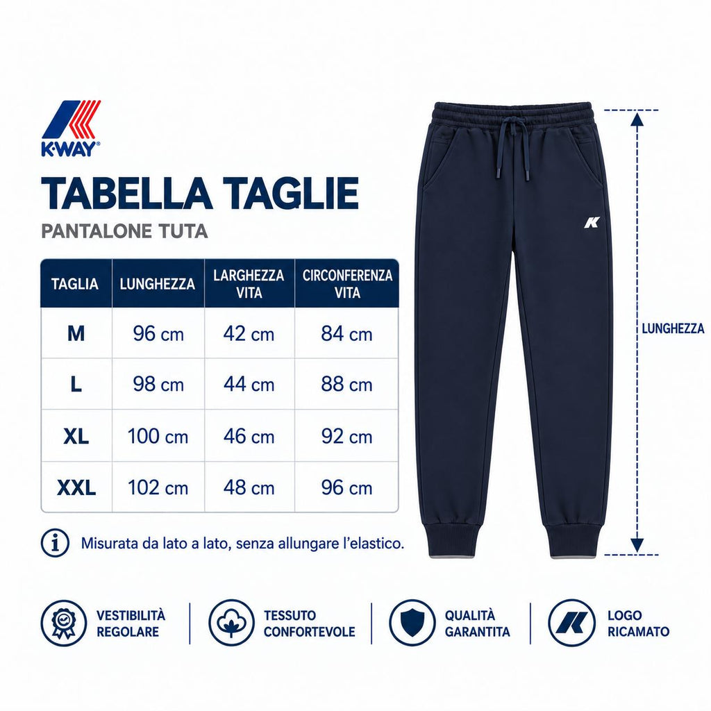 Pantalone Tuta Uomo K-Way Interno Garzato